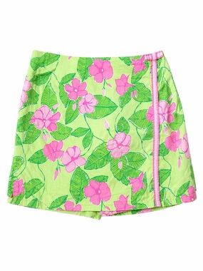Vintage Lilly Pulitzer Floral Skort Pink Green Prep Y2K Resortcore-Size 4